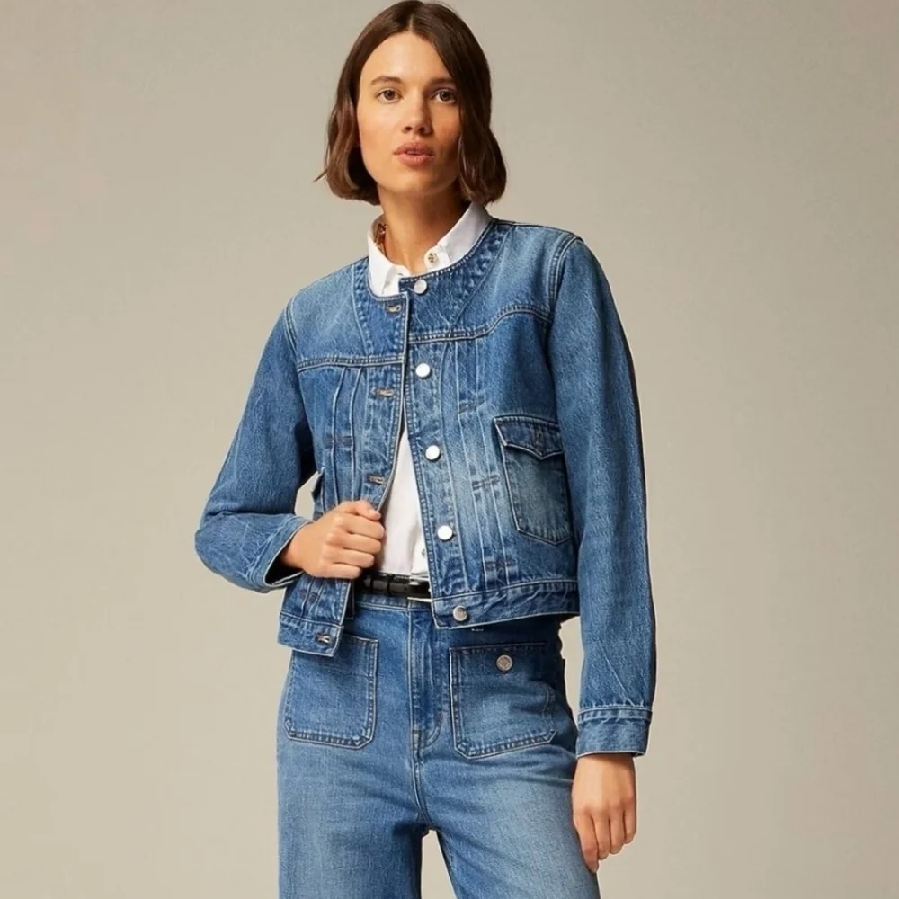 New! J. Crew Pleated Denim Lady Jacket
